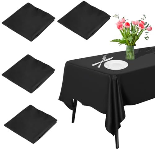 Tischdecke Schwarz, 4 Stück Einweg Tischdecke Schwarze, Einwegtischdecken Wasserdicht 137 x 274 cm, Rechteckig Tischdecken, Plastik Party Tischdecke für Geburtstage, Hochzeiten, Bankette, Weihnachten