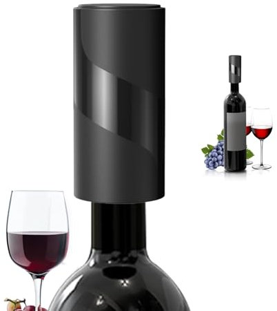 Wine Stoppers Electric Wine Stoppers Reusable Wine Bottle Stoppers Battery Powered Automatic Wine Vacuum Pump Wine Lover for Men& Women (Black)