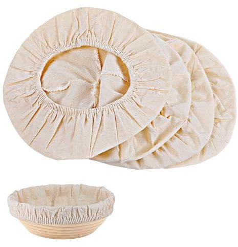 Banneton Proofing Basket, 4 Pcs Natural Rattan Cloth for Sourdough Proving Basket, Reusable and Washable Liners for Homemade Bread, Kitchen Accessories, about 10 Inch
