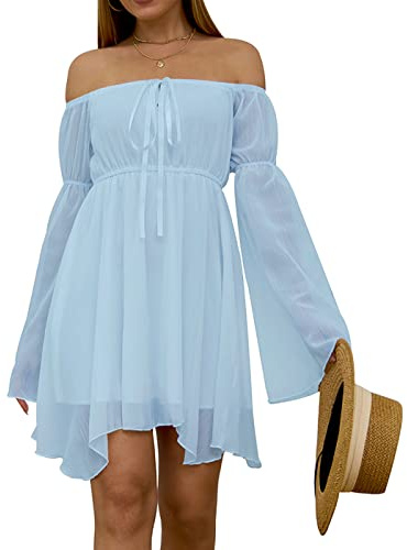 YINGWIN Piratenkostüm Damen Kleider Chiffonkleid Damen Off Shoulder Kleid Strandkleid Party Karneval Kostüm Piratin Kostüm Freizeitkleid Gebauschtes Rüschenkleid