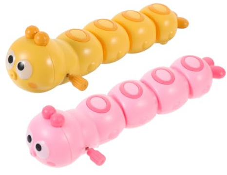 QUMIIRITY 2 Stück Aufziehraupen Spielzeug für Kinder Abs Federmechanik Aufzieh Laufspielzeug Buntes Mechanisches Partyspielzeug der Motorik