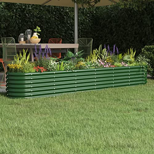 Somanki Hochbeet Pulverbeschichteter Stahl 260x40x36 cm Grün, Palettenrahmen, Hochteich, Gemüsebeet, Kräuterregal Balkon, Blumenbeet, Kräuterspirale, Tomatenbeet, Pflanzhochbeet - 318878