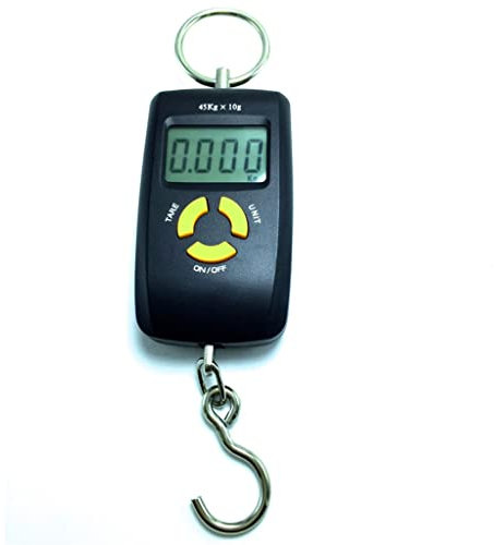 OZBME Bilancia da Appendere per Bagagli da 45 kg Bilancia da Pesca Digitale Gancio Peso del Pesce Mini Tasca LCD Bilancia Elettronica da Appendere (Colore: Nero) (Nero) (Nero)