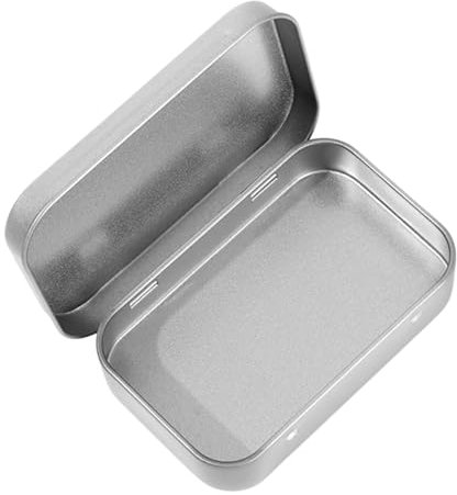 Caja de metal rectangular de lata plateada, mini caja de almacenamiento de metal con tapa, latas de metal portátiles Minibox organizador para especias, perlas, monedas, joyas para el hogar, dulces