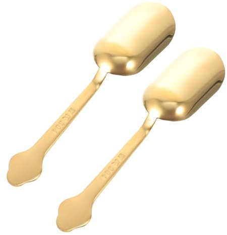 DECHOUS 2pcs Stainless Steel Teaspoons Tea Scoops Portable Kung Fu Tea Spoons for Serving