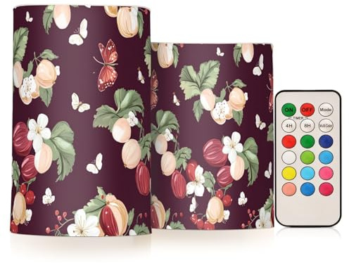 famyily Candela senza fiamma, senza fiamma, a forma di frutti di uva spina, senza fiamma, con alimentazione a batteria, per Natale, 10,2 cm, 12,7 cm, set da 2