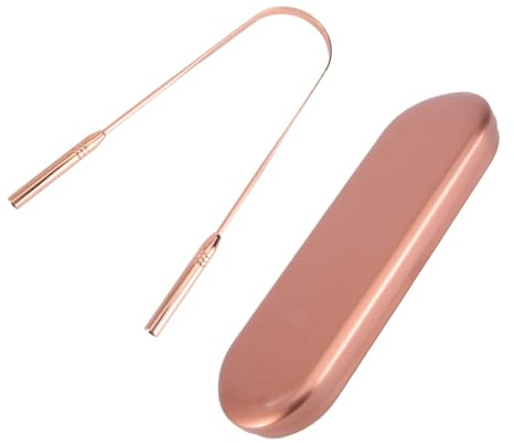 PACKOVE Pulisci Lingua per Rimuovere Residui Design Unico in Rame Strumento per Pulizia della Lingua e Combattere L'alito Cattivo Scatola di Imballaggio