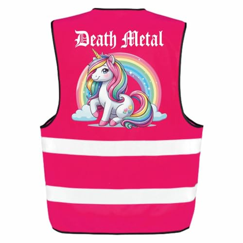 Spaß Kostet Warnweste Pink Death Metal Einhorn Festival Motive heavy black fun lustig