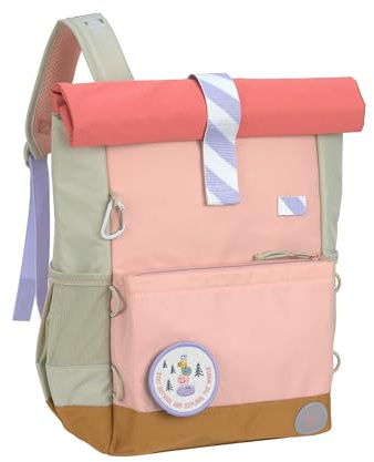 LÄSSIG Kinderrucksack mit Brustgurt, wasserabweisend, 12-15 Liter/Medium Rolltop Backpack Sunny Explorer Rose/Pink
