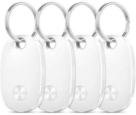 Air Tracker Tags-4 Pack, Bluetooth Tracker Works with Apple Find My APP (iOS Only), Keys Finder and Item Locator for Luggage, Backpack, Suitcases, Replaceable Battery, IP67 Waterproof Tracking Tag