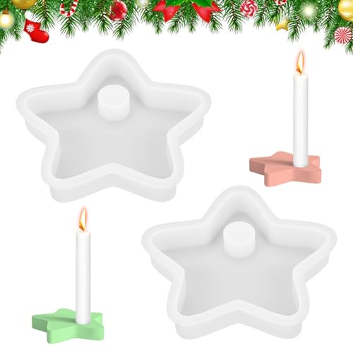 Yooyan Stern Silikonform Kerzenhalter, Silikonformen Gießformen, 3D Sterne Weihnachten Gießform Gipsformen, Silikon Kerzenhalter Form für Weihnachten Tischdekoration (1pcs)
