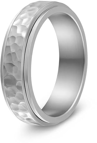 Mens Fidget Rings Spinner Anxiety Ring for Men Stress Rings Jet Silver 7