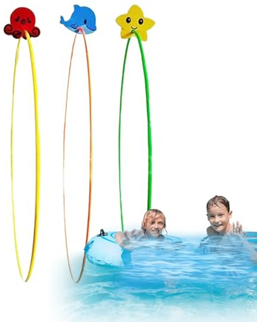 Sport, Schwimmen durch die Ringe, Schwimmen unter den Ringen, 3 x Poolspiele, Spielzeug – hohe Stabilität, Schwimmen, Tauchspiele, Wassersport, für Alter von 4 bis 12 Jahren