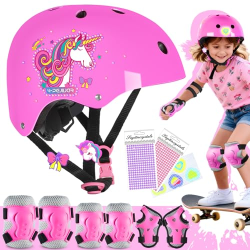 Einhorn Knieschoner Kinder Schoner Inliner Schutzausrüstung Knieschützer Komfortabel Ellenbogenschützer für Kinder Mädchen Rollschuhe Scooter Fahrrad Skateboard