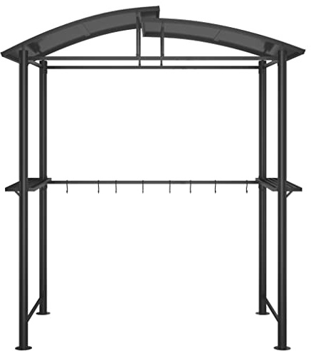 Hommdiy Grillpavillon Winterfest Grillunterstand mit Seitenregalen Anthrazit 210x114x230 cm Stahl
