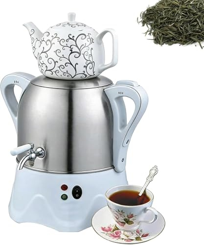 Teiera turca elettrica con funzione di mantenimento in caldo, teiera in acciaio inox e teiera in ceramica per preparare caffè e tè
