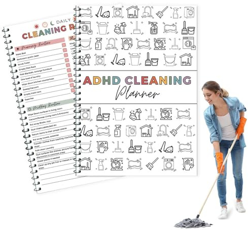 Planificador de limpieza para TDAH, planificador editable de limpieza y organización de TDAH, cuaderno de limpieza para adultos, tabla de tareas del hogar, planificador diario para TDAH