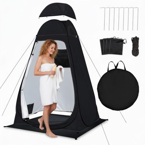 Pop Up Toilet Tent, Portable Shower Privacy Tent for Camping, Dressing Room Privacy Shelter, Changing Tent for Beach, Fishing, Hiking, Camping Shower Tent- UV Protection with Carrying Bag