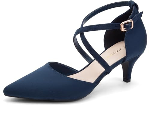 Greatonu Mujer Zapatos de Tacón Kitten Heel Tiras Cruzadas Puntiagudo de Salón