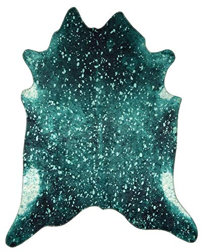 BIONDA -Tapis de peau de vache synthétique imprimé avec un effet métallique moderne Coloré: Petrol Dimension: 130 x 170 cm