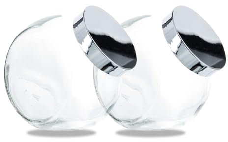 Flaschenbauer- 2X Bonbongläser 2l inklusive eines silbernen Kunststoffverschluss als Vorratsglas, zur Aufbewahrung von Kosmetikartikel oder für eine Candy Bar