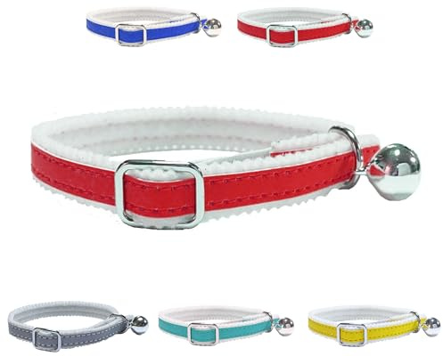Cat/Kitten Reflective Collar with Safety Elastic, Bell (Red)