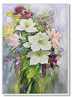 tymhrs Acrylbild,Seerose-Blumen-Ölgemälde Auf Leinwand, Handgemaltes Abstraktes Dickes Struktur