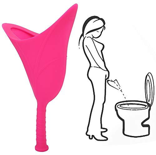 Frauen-Urinal-Trichter, Weibliches Uriniergerät, Rosa, Damen-Urinal, Wiederverwendbar, Piss-Trichter, Tragbares Urinal für Frauen, Hochwertiges Silikon-Urinal für Reisen, Camping, Wandern,(Rosa)