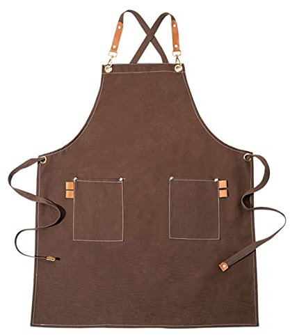 Arbeiter Werkzeug Tool Schürze Canvas Einstellbare Arbeitsschürze mit großen Taschen für Ingenieure Tischler Handwerker Fit für Küche, Garten, Keramik, Handwerk Werkstatt (Color : Brown, Size : XL)