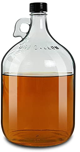 DESIYUE 1 Gallon (128oz) Glass Jug, Glass Water Bottles with Handle, Growler Jugs Includes 38 mm Polyseal Cap for Kombucha, Home Brew, Vanilla Extract, Distilled Water, Beer, Soda, Cider (Clear)