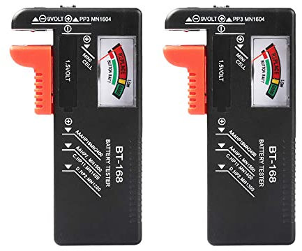 WUJUN Analogue Battery Tester Multi Size Battery Checker for AA AAA C D 9V 1.5V Button Cell Batteries (Requires No Battery for Operation) (2)
