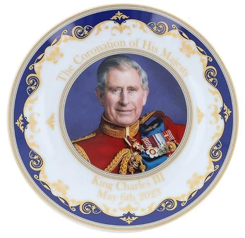 The Leonardo Collection Royal Heritage HM King Charles III Teller 6 für Heimdekoration, schöne Speiseteller, Geschenke für Damen und Herren, ideale Keramikteller für Küche und Zuhause