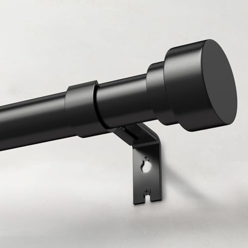 IFELS Heavy Duty Curtain Rods for Windows 28 to 48 Inch, 1 Inch Adjustable Black Curtain Rod with Easy Installation and Modern Design (A1,Black,30-60)