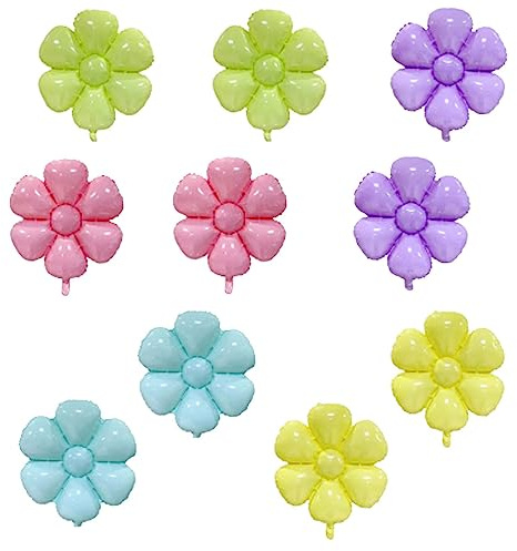 10 Pcs Daisy Balloons,Flower Theme Party Supplies Flower Aluminum Foil Balloons Birthday Wedding Baby Shower etc Party Decoration