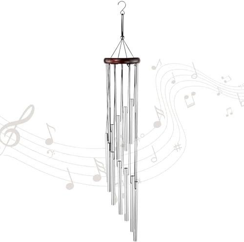Campanelli a vento da giardino in metallo con 12 tubi lunghi in lega di alluminio per patio, balcone, giardino, cortile, decorazione per la casa regalo