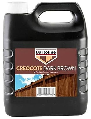 ARUUJ Creocote Oil Based Timber Treatment Dark Brown 4 Litre - Exterior Wood Stain and Preserver Creosote Substitute - Wood Garden Fence Shed Gates Trellis Treatment (Dark Brown)
