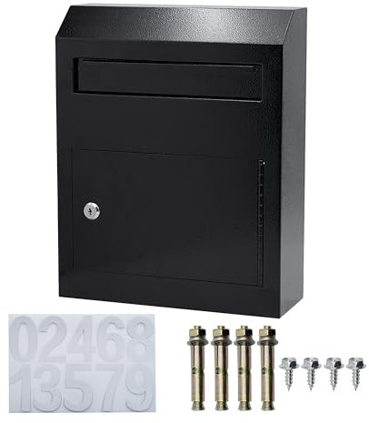 VORVIL Cassetta della Posta con Serratura per Conservare all'Esterno Chiavi, Lettere, Pacchi, Denaro o Contanti in Sicurezza, in Acciaio per Impieghi Gravosi con Apertura a Scorrimento