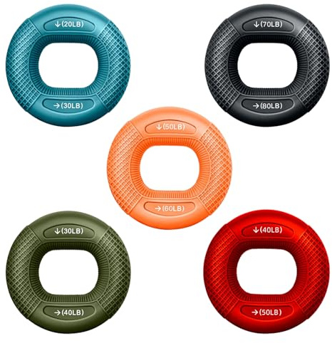 Main Grip Anneaux Ronds, Ring Grip Trainer, Renfort de Préhension de la Main, Anneau de Musculation Doigts, Anneau D'exercice à la Main avec 2 niveaux de résistance, Entraînement des poignées de bras
