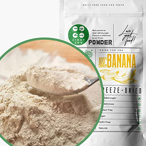 Plátano Deshidratado en Polvo | XL 300g Natural Plátano Liofilizado Freeze Dried Fruit | Fruta Deshidratada Sin Azucar | Gefriergetrocknetes Bananenpulver Fruta Liofilizada | Banana Powder ZingyZoo