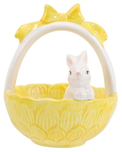 Jarsense Ceramic Easter Basket Ceramic Salad Bowl Ceramic Bowl Bunny Easter Fruit Bowls Easter Salad Bowls Bunny Snack Dessert Bowls for Easter for Wedding Dinner Party Decoration Yellow