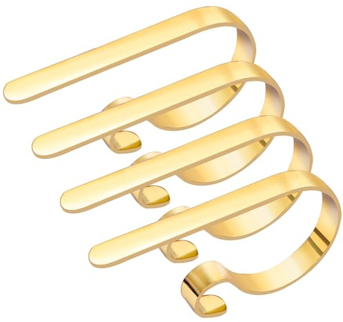 Aodaer 4 Pieces Metal Christmas Stocking Holder Hooks Christmas Stockings Clips Non-Slip Christmas Hanging Hooks for Party Christmas Mantle Fireplace Decoration, Gold