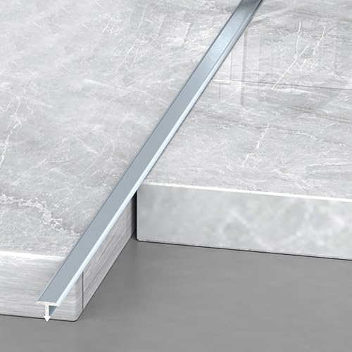 Übergangsleiste Übergangsprofil Extra Schmale Flache Bodenübergangsleiste 1.3m 2er-Pack. T Form Bodenfugenleiste Für Türschwellen/ Vinyl Böden/ Fliesen, Nahtverbindungsleiste Aus Aluminium(Grey,W 3/5