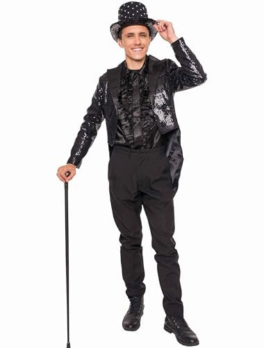 Deiters Frack Pailletten Herren schwarz 2XL