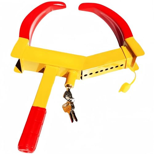 pykaaiiu Reifenkralle, Diebstahlsicherung, Parkkralle, 8-12 Löcher, mit Sicherheitsschloss und 3 Schlüsseln, universell verstellbar für PKW, Wohnwagen, Anhänger, PVC-Schutz, Bohrschutz(8 Löcher)