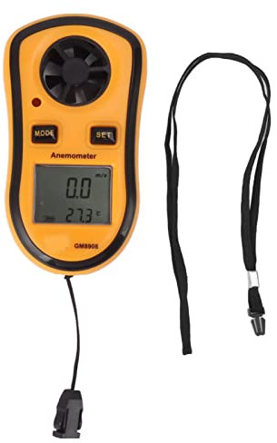 Vomeko Anémomètre portatif, compteur de vitesse du vent numérique léger, anémomètre numérique, mini jauge de puissance de température de vitesse du vent, avec écran LCD numérique