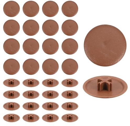 Sourcing Map 200Pcs Screw Cap Covers, 17 x 4mm Plastic Screw Decoration Cover for Phillips Screws, Light Brown