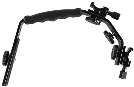 WANGCL Support en L pour appareil photo avec double griffe de flash, trous filetés de 1/4 pour appareils photo ou caméscopes standard