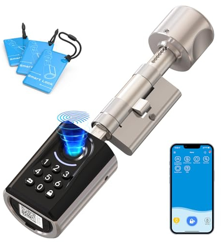 WELOCK ToucA51 Fingerprint Door Lock, Keyless Entry,for 30-70mm Door | Biometric Smart Lock, 6-in-1 Unlock, Passcode, Touch, RFID Card, WiFi App Control, Adjustable Euro Cylinder