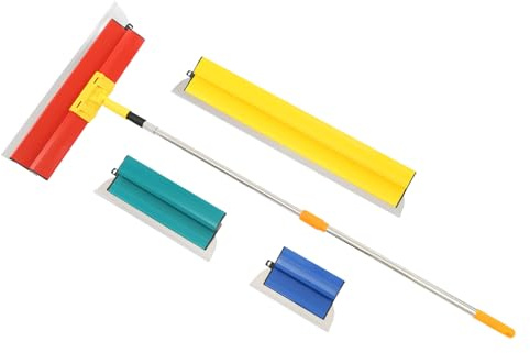Flächenspachtel,Trockenbau-Abziehklingen-Set mit 130cm Verlängerungsgriff, 80 cm / 60 cm / 40 cm / 25 cm für Große Arbeitsbereiche, Wanddekoration und Bau (Mischfarbe)