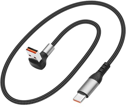 JSADZKJ 90 Grad USB zu Typ C Kabel 6A schnelles Aufladen USB A zu USB-Typ-C Ladekabel Nylon geflochtenes USB-C kurzes Kabel für Auto kompatibel mit Laptop, Handy, Telefon 16/15 1.64FT